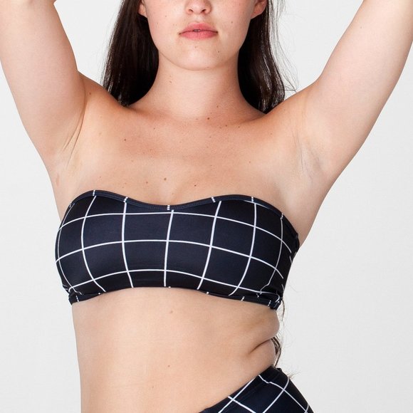 American Apparel Black Grid Swim Bandeau NWOT - Picture 1 of 8